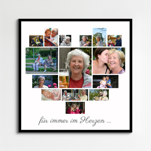 Poster „Für immer im Herzen“ – Fotocollage in Herzform gestalten