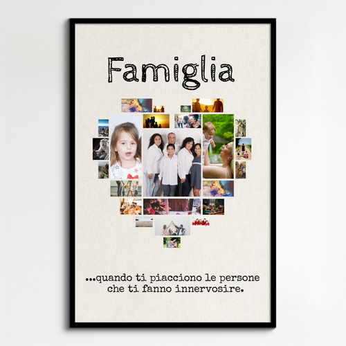 Crea un collage cuore "Famiglia" personalizzato con i tuoi scatti preferiti