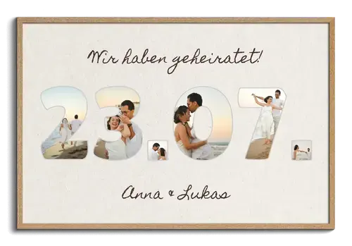 Hochzeitsdatum Collage Leinwand - Wir haben geheiratet