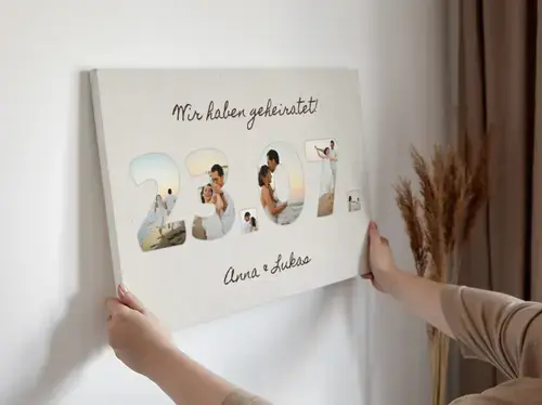 Hochzeitsdatum Collage Leinwand - Wir haben geheiratet