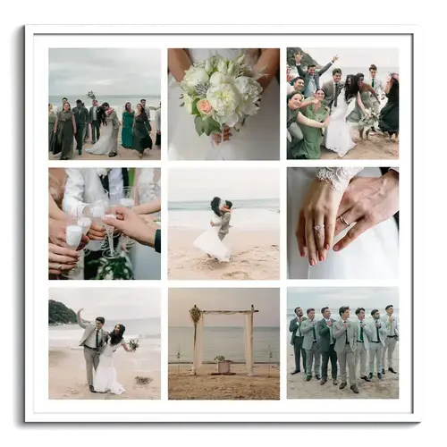 Collage de mariage en grille avec images ombragees en souvenir