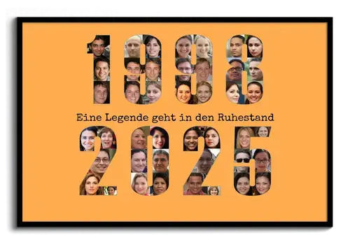 Geschenk zum Ruhestand - Personalisierte Fotocollage mit Jahreszahlen