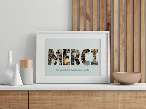 Collage "MERCI" personnalisée en photos