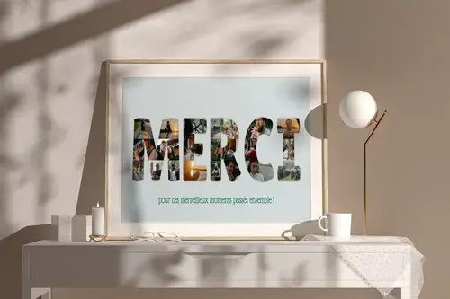 Collage "MERCI" personnalisée en photos