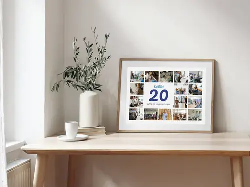 Zahlen-Collage 20 mit Name, Gruss und Fotos