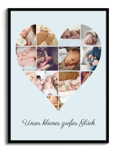 Gestalte deine herzförmige Babyfoto-Collage – Unser kleines grosses Glück!