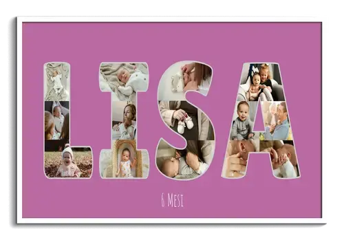 Nome del bambino come collage fotografico