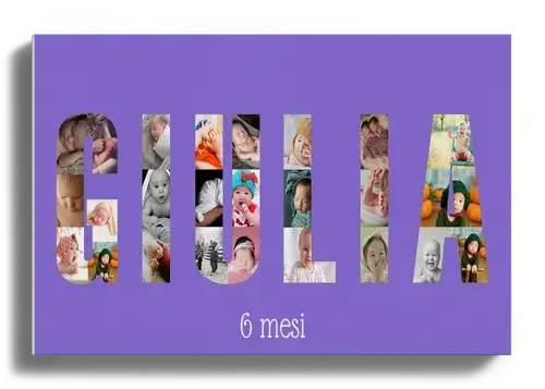 Nome del bambino come collage fotografico