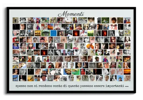 Immagine da parete come collage di foto con citazione e immagini personali