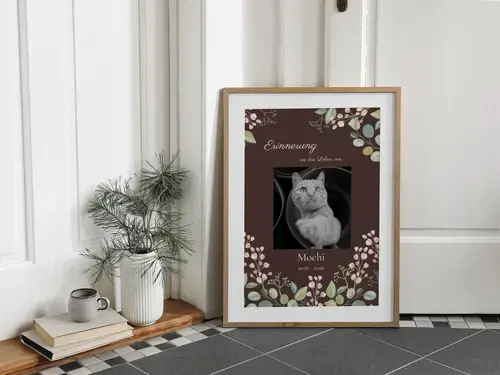 Gedenk-Collage Katze: Einzelbild, Name & Daten