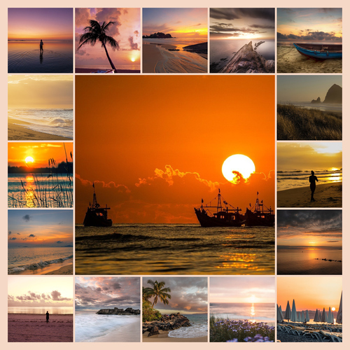 Créez votre collage photo de paysages: plages, lacs et montagnes - tirage premium