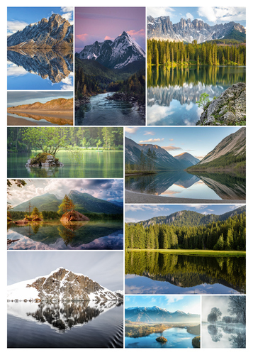 Créez votre collage photo de paysages: plages, lacs et montagnes - tirage premium