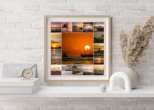 Natur Collage: Strände & Berge im Premium-Druck