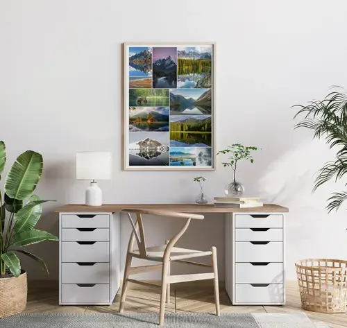 Natur Collage: Strände & Berge im Premium-Druck