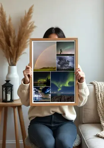 Naturphänomene-Collagen: Polarlichter & Regenbogen