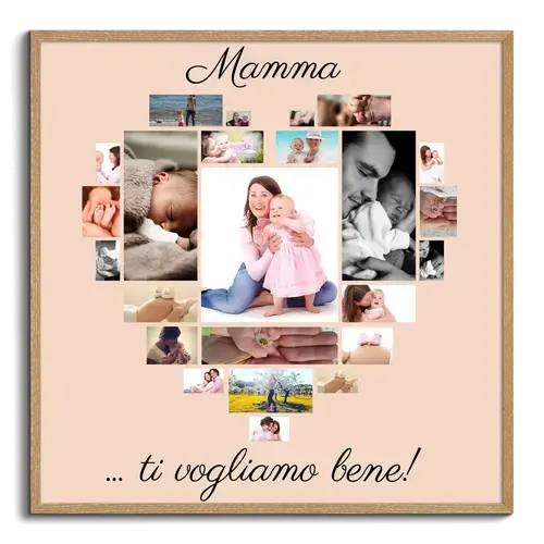 Crea una collage cuore foto personalizzato per dire "Mamma, ti vogliamo bene!"