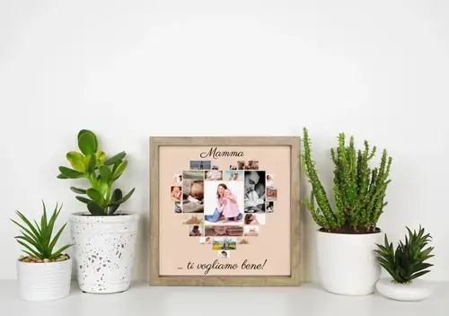 Collage Cuore Foto "Mama Ti Amiamo" Personalizzabile