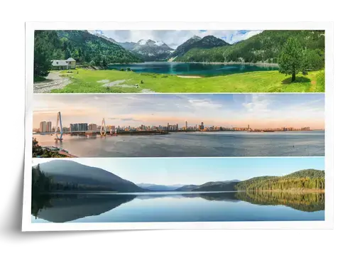 Collage fotografica città in stile Polaroid