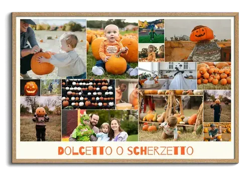 Collage Halloween: Foto di famiglia e zucche