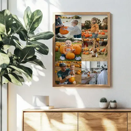 Collage Halloween: Foto di famiglia e zucche