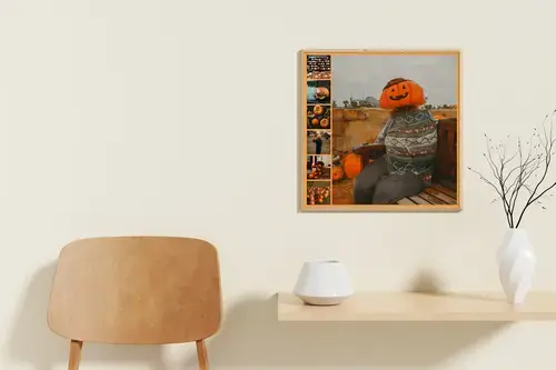 Collage Halloween: Foto di famiglia e zucche