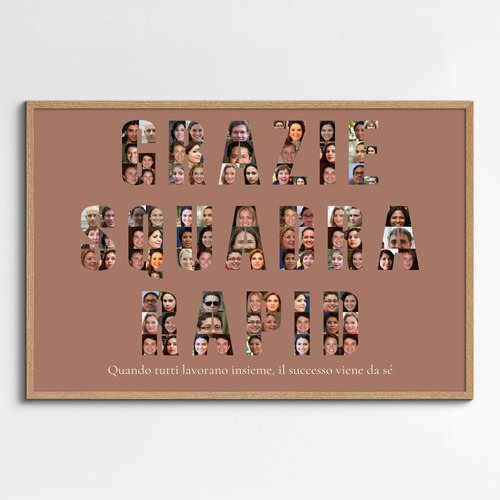 Fotocollage per affari testo numeri righe multiple foto team