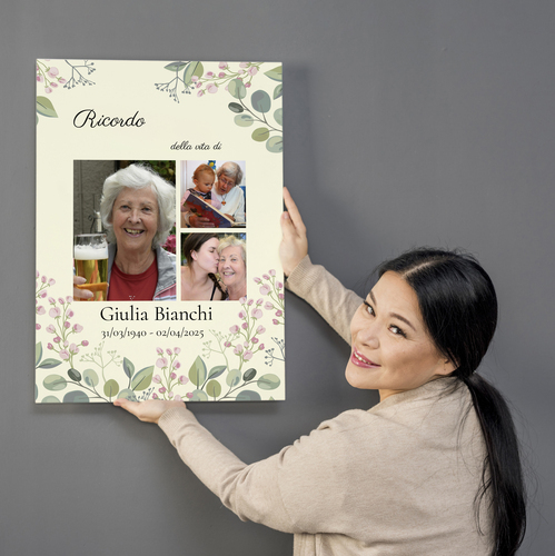 Crea una Collage Ricordo Elegante su Tela per Omaggi e Ricordi Personali