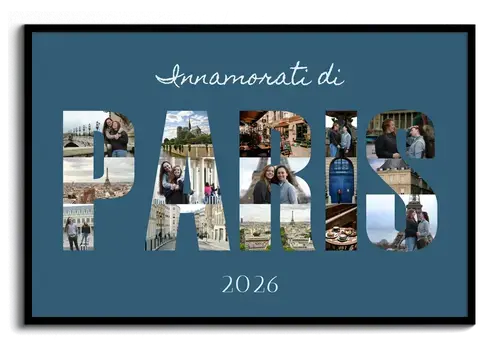 Collage Lettere Parigi: Foto su Tela Blu Scuro