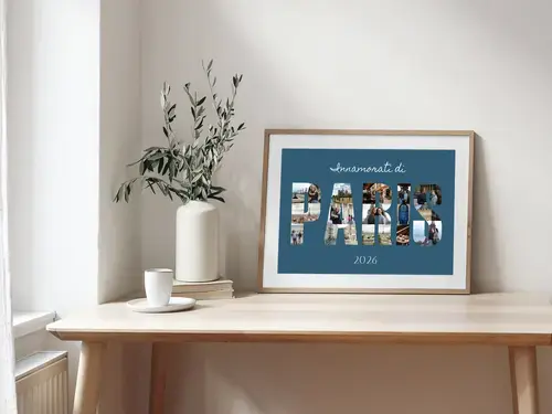 Collage Lettere Parigi: Foto su Tela Blu Scuro