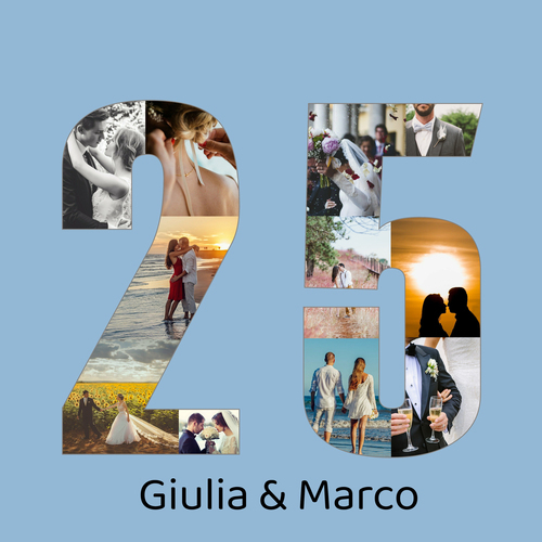 Crea la tua Collage 25 con foto per Anniversario o Evento Speciale