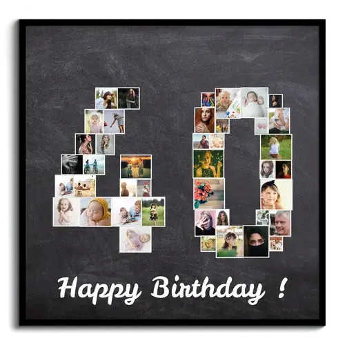 Collage Photo "40" pour Anniversaire ou Événement - Personnalisez et Offrez !