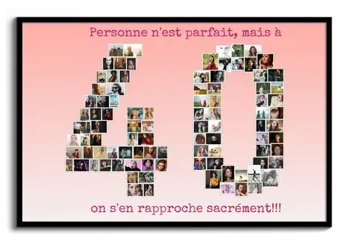 Collage Photo "40" pour Anniversaire ou Événement - Personnalisez et Offrez !