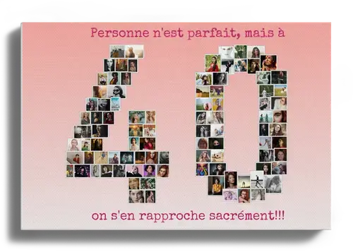 Collage Photo "40" pour Anniversaire ou Événement - Personnalisez et Offrez !