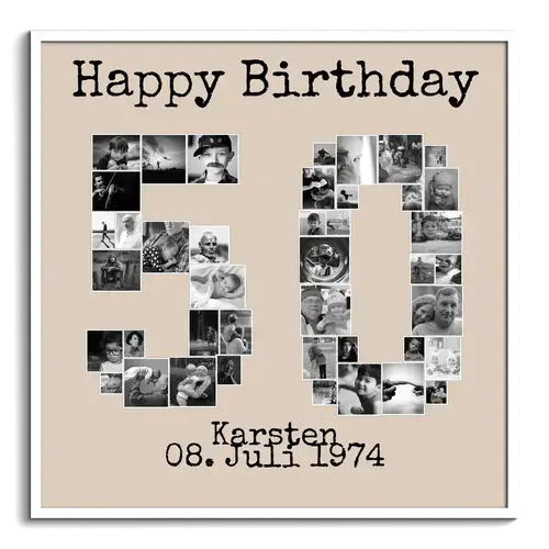 "50"er-Fotocollage erstellen - Personalisiertes Geschenk für Geburtstag oder Goldene Hochzeit