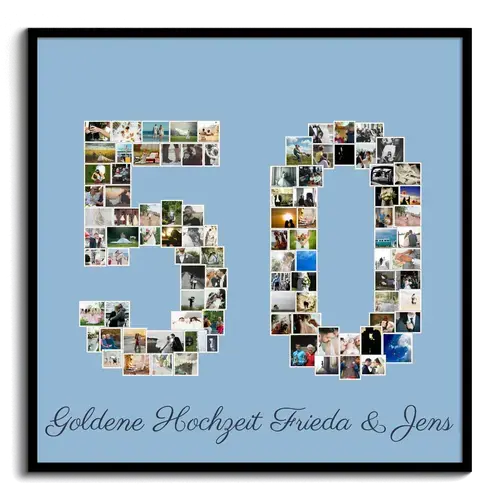 "50"er-Fotocollage erstellen - Personalisiertes Geschenk für Geburtstag oder Goldene Hochzeit