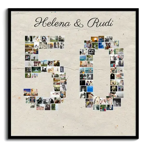 "50"er-Fotocollage erstellen - Personalisiertes Geschenk für Geburtstag oder Goldene Hochzeit