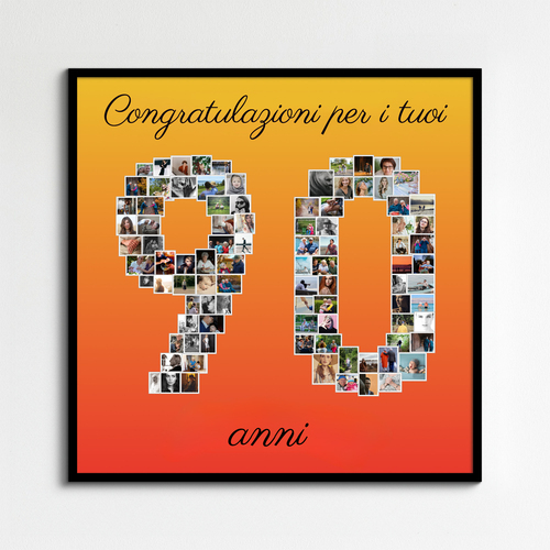 Collage di foto per 90 anni: Personalizza e crea il tuo regalo unico!