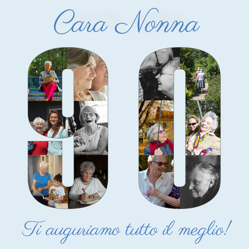 Collage di foto per 90 anni: Personalizza e crea il tuo regalo unico!
