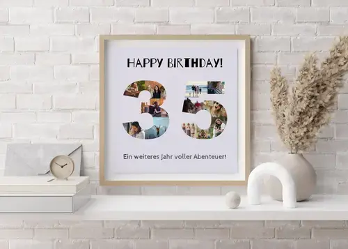 Zahlencollage 35 mit Fotos - Happy Birthday Design