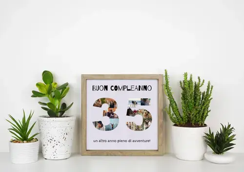 Collage Foto "35" Compleanno Personalizzabile
