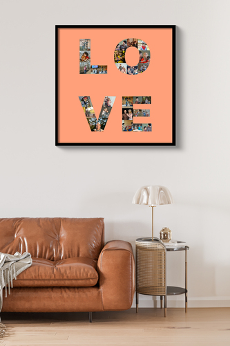 Collage "LOVE" personalizzata con foto per celebrare i tuoi momenti speciali