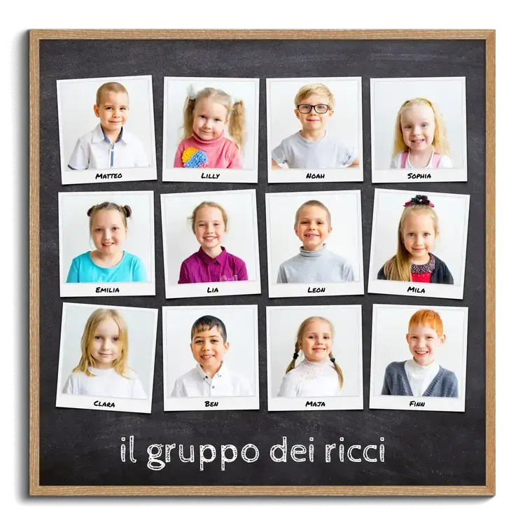 Fotocollage Regalo Addio Scuola Materna Foto di Gruppo Polaroid con Nomi dei Bambini