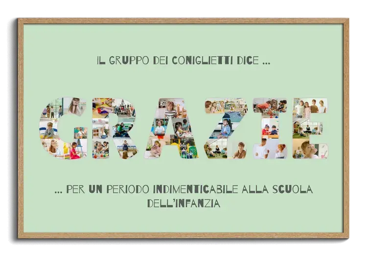 Diciamo GRAZIE come collage di foto con testo