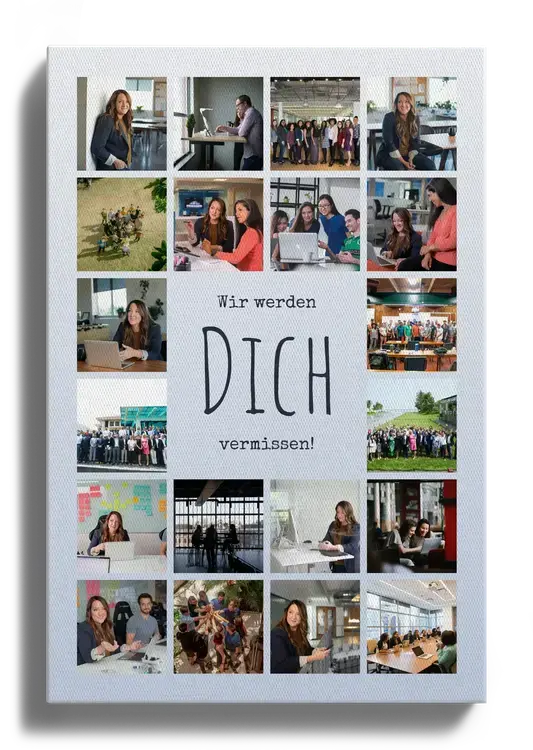 Abschieds-Fotocollage mit zentralem Text