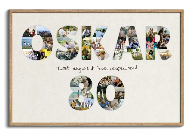 Fotocollage con messaggio personale per compleanno