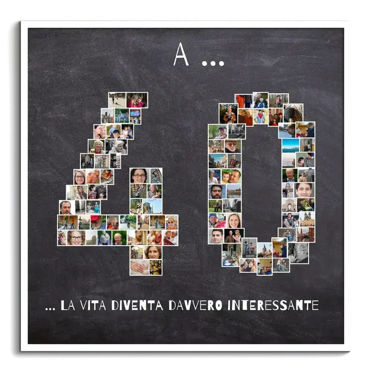Numero 40 come collage di foto con molte immagini come regalo di compleanno