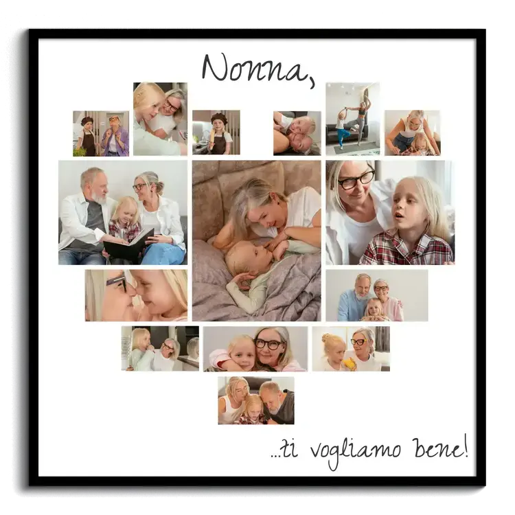 Fotocollage cuore Nonna ti amiamo attenzione speciale nonni