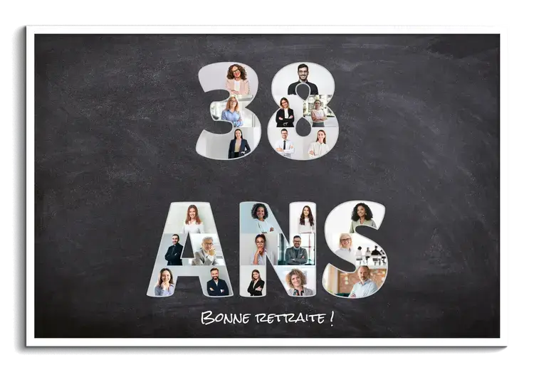 Cadeau photo pour retraite collage de textes et nombres