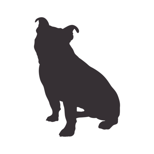 Silhouette de chien Old English Bulldog assis